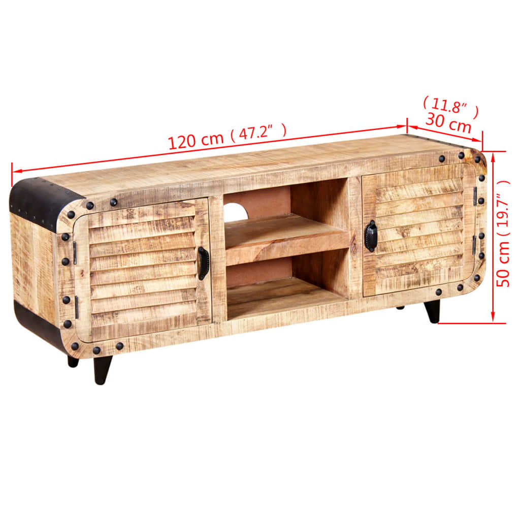 Meuble TV Bois de manguier massif 120x30x50 cm - XIOS