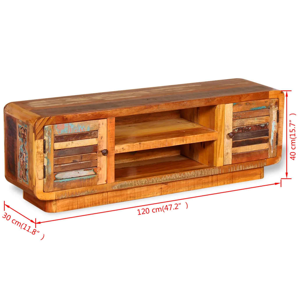 Meuble TV Bois de récupération massif 120x30x40 cm - XIOS