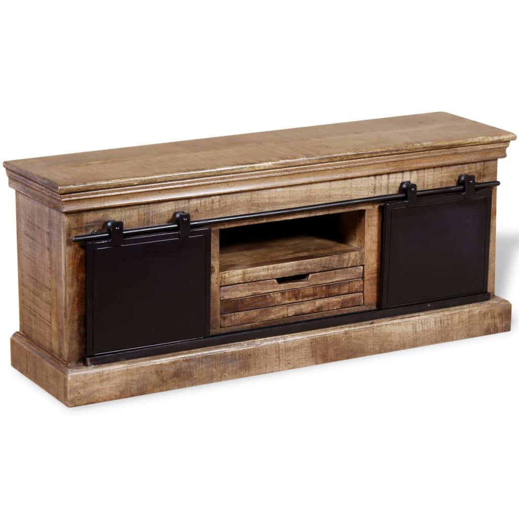 Meuble TV avec 2 portes coulissantes Bois de manguier massif - XIOS
