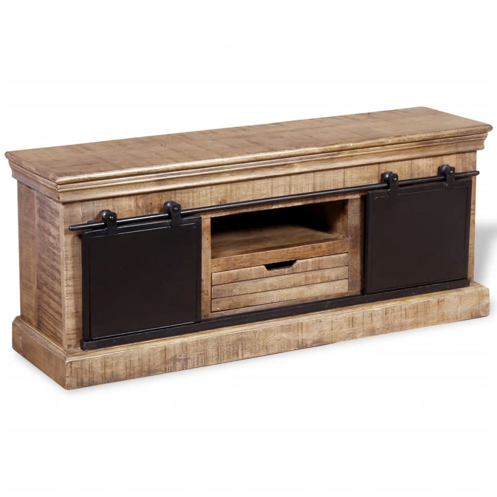 Meuble TV avec 2 portes coulissantes Bois de manguier massif - XIOS