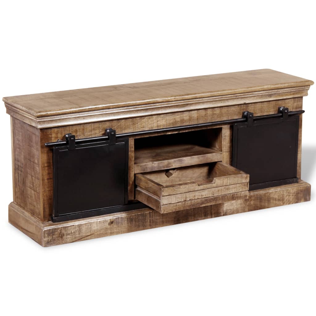 Meuble TV avec 2 portes coulissantes Bois de manguier massif - XIOS
