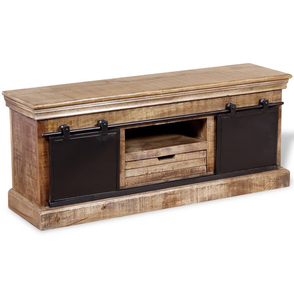 Meuble TV avec 2 portes coulissantes Bois de manguier massif - XIOS