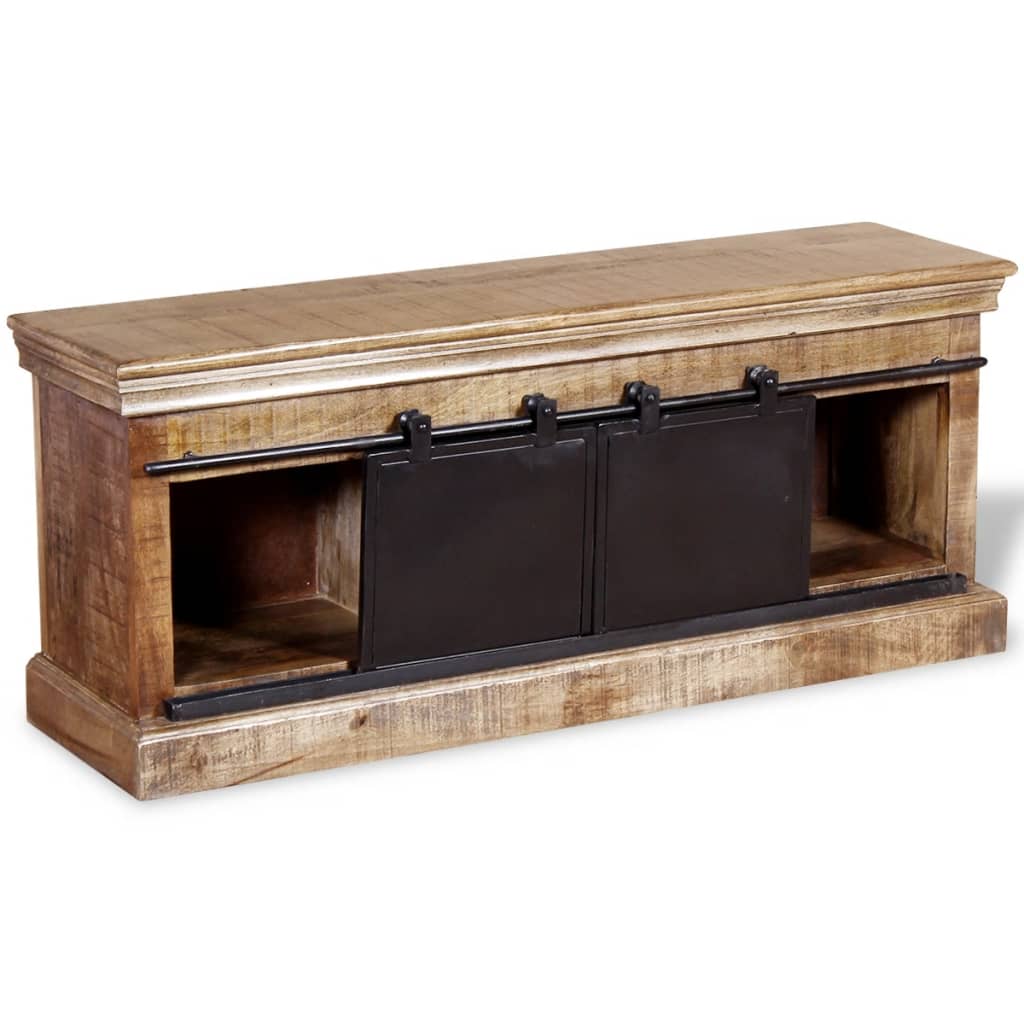 Meuble TV avec 2 portes coulissantes Bois de manguier massif - XIOS