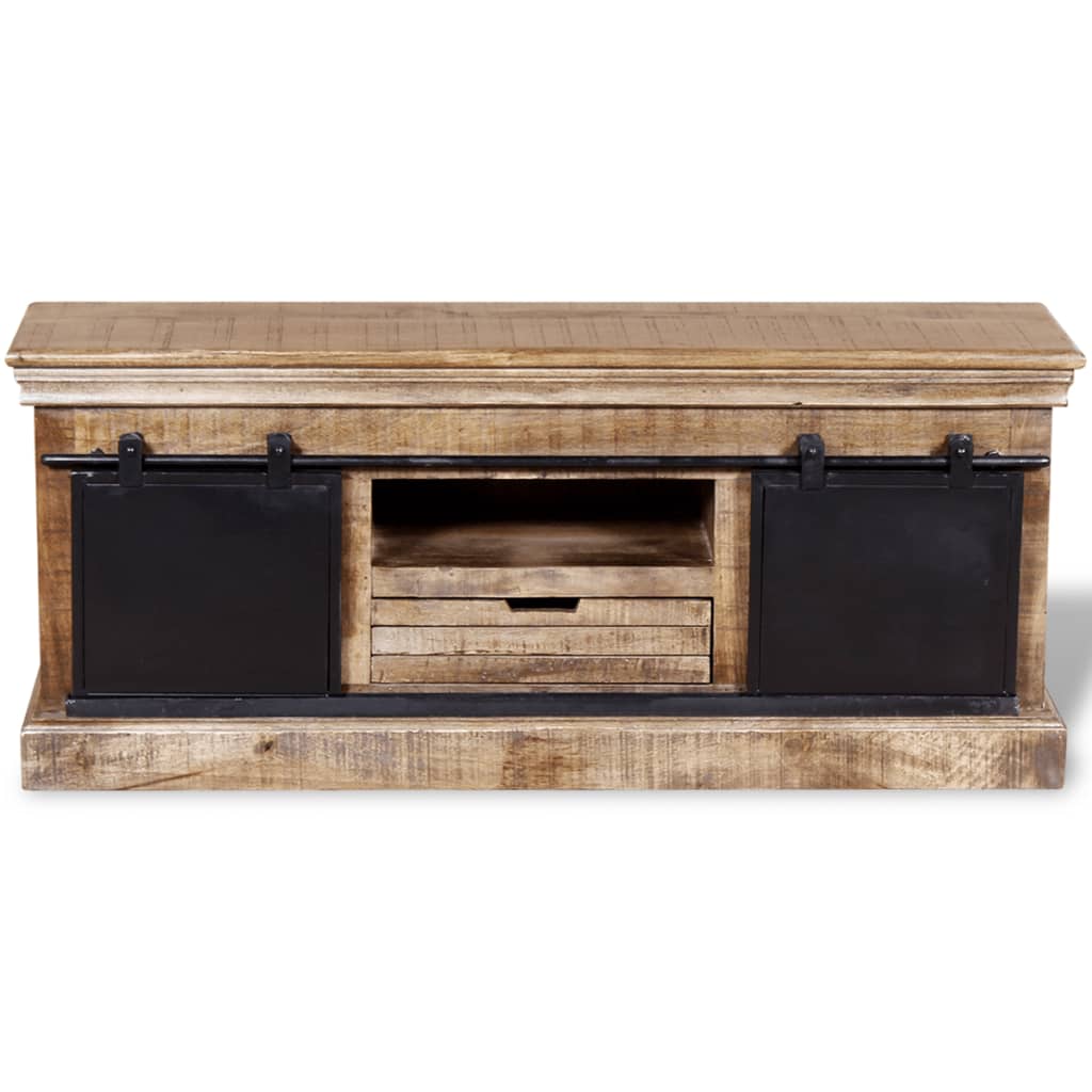 Meuble TV avec 2 portes coulissantes Bois de manguier massif - XIOS