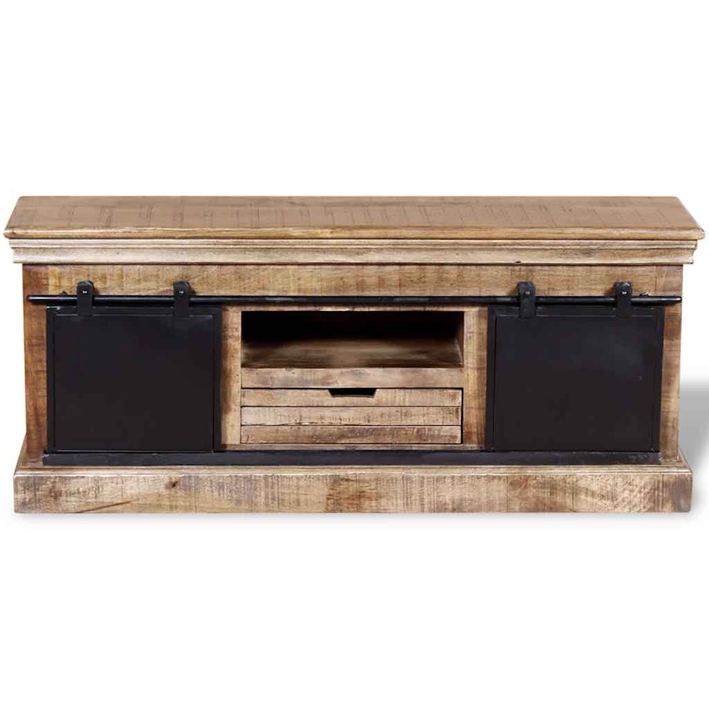 Meuble TV avec 2 portes coulissantes Bois de manguier massif