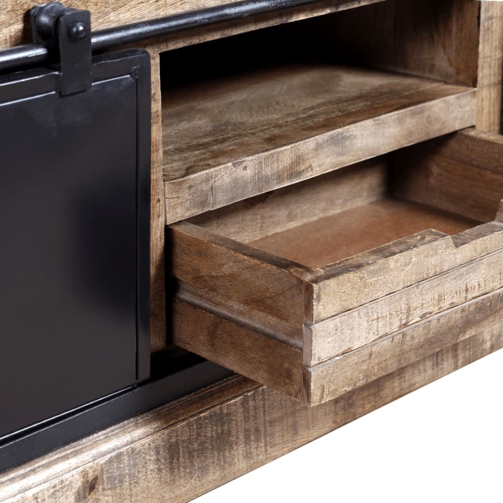 Meuble TV avec 2 portes coulissantes Bois de manguier massif - XIOS