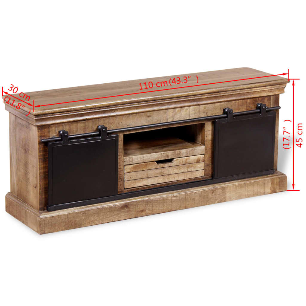 Meuble TV avec 2 portes coulissantes Bois de manguier massif - XIOS