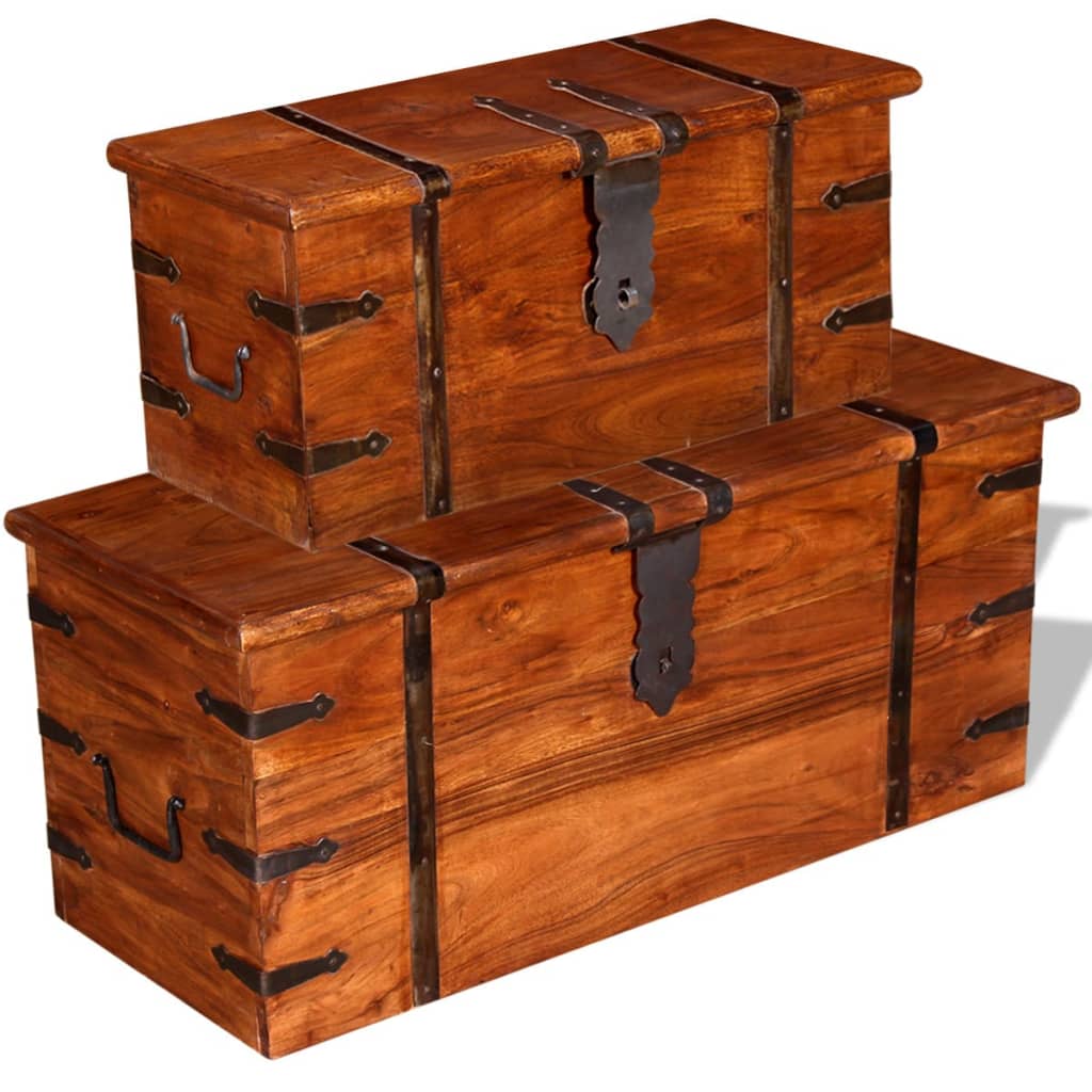 Ensemble de deux coffres de rangement Bois massif - XIOS