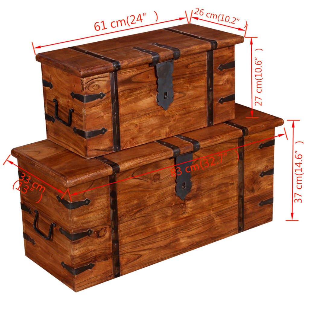 Ensemble de deux coffres de rangement Bois massif - XIOS
