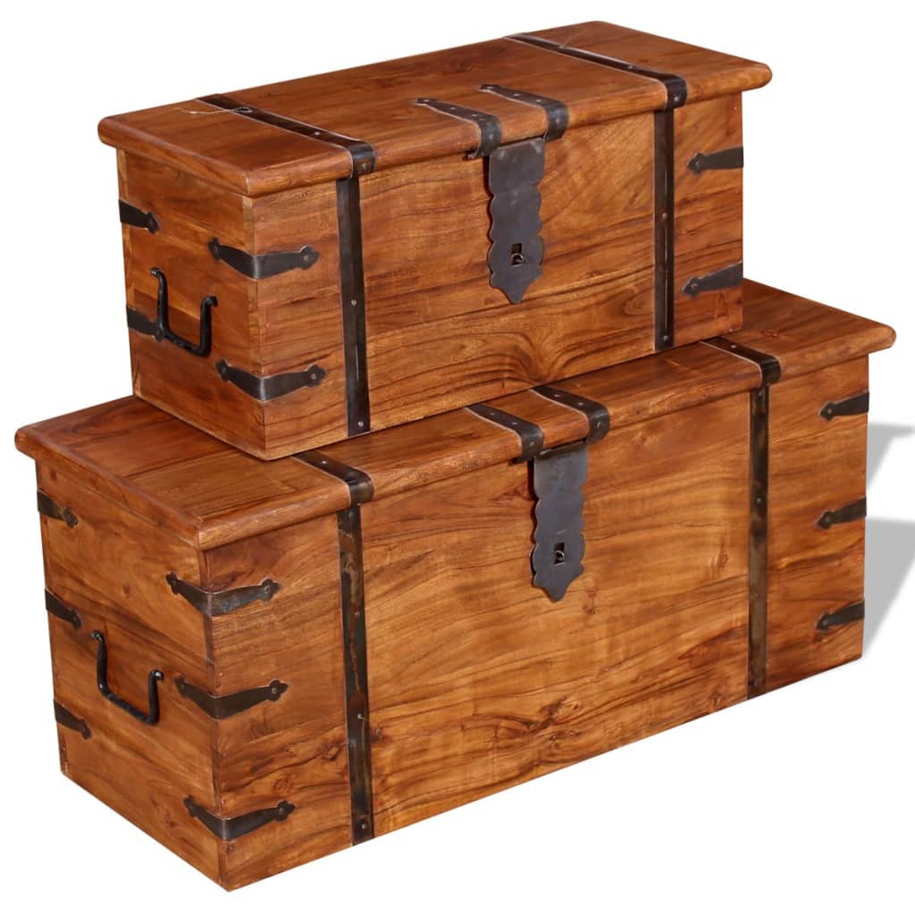 Ensemble de deux coffres de rangement Bois massif - XIOS