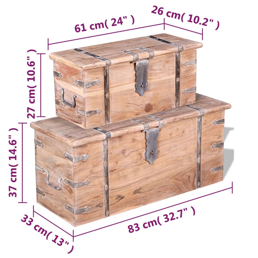 Ensemble de deux coffres de rangement Bois d'Acacia - XIOS