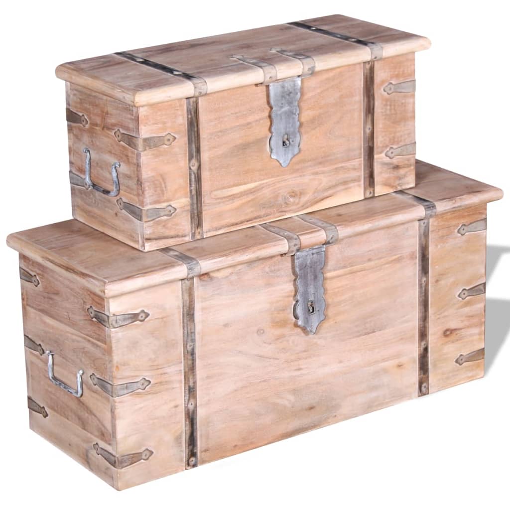 Ensemble de deux coffres de rangement Bois d'Acacia - XIOS