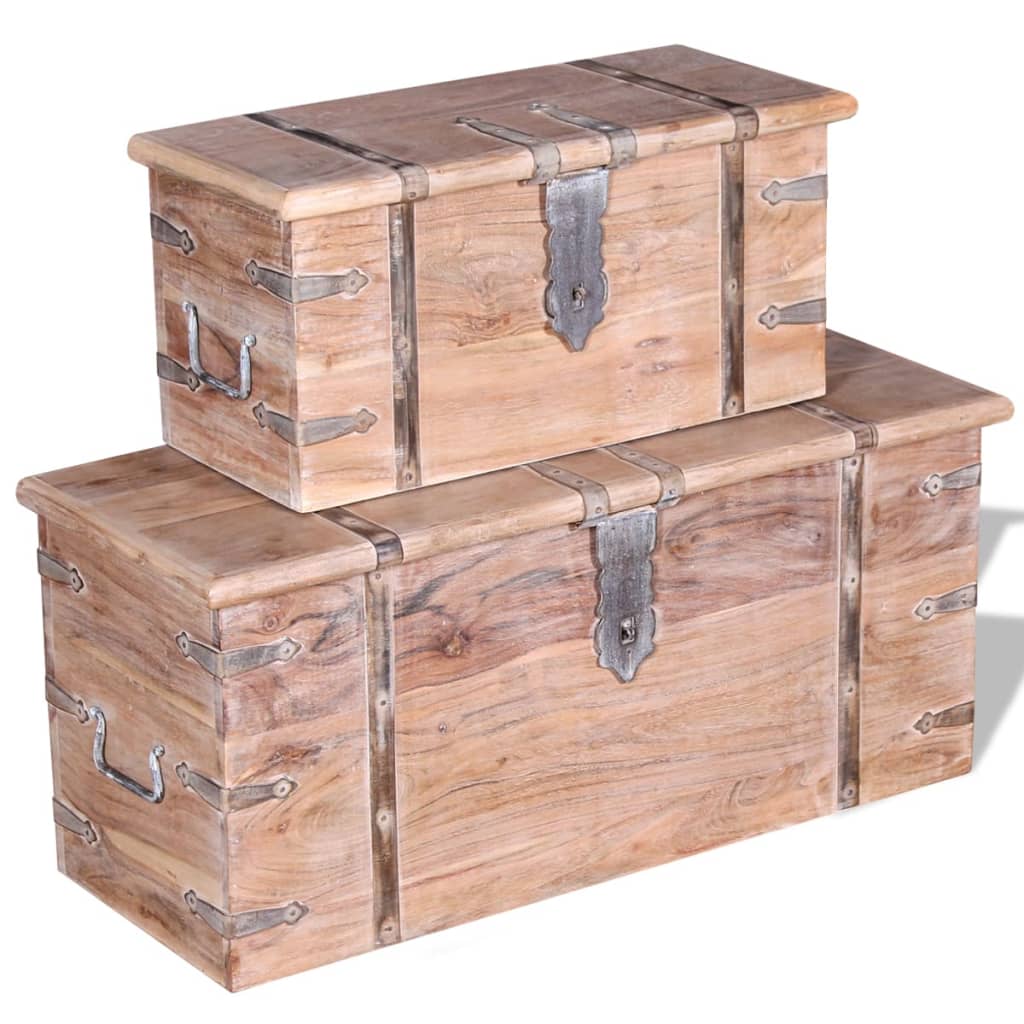 Ensemble de deux coffres de rangement Bois d'Acacia - XIOS