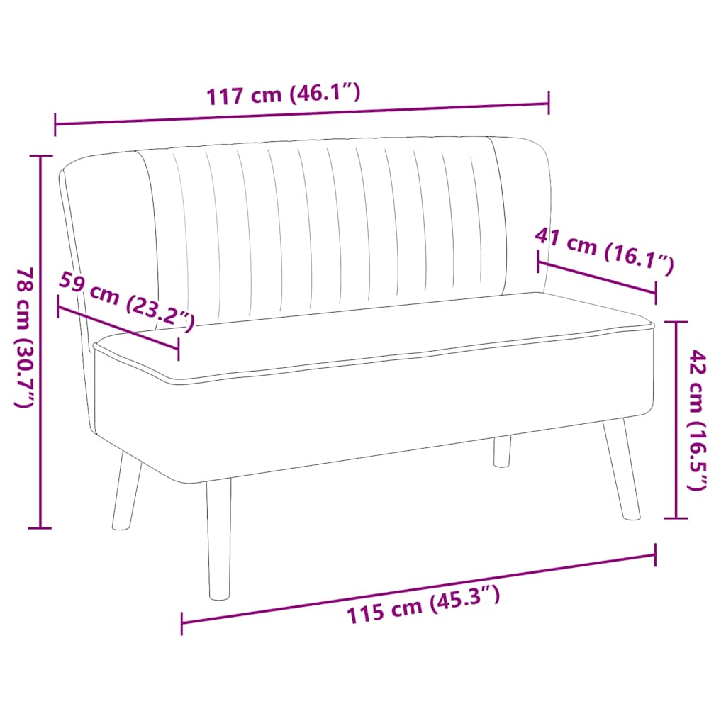 Canapé 117x55,5x77 cm Tissu Bleu - XIOS