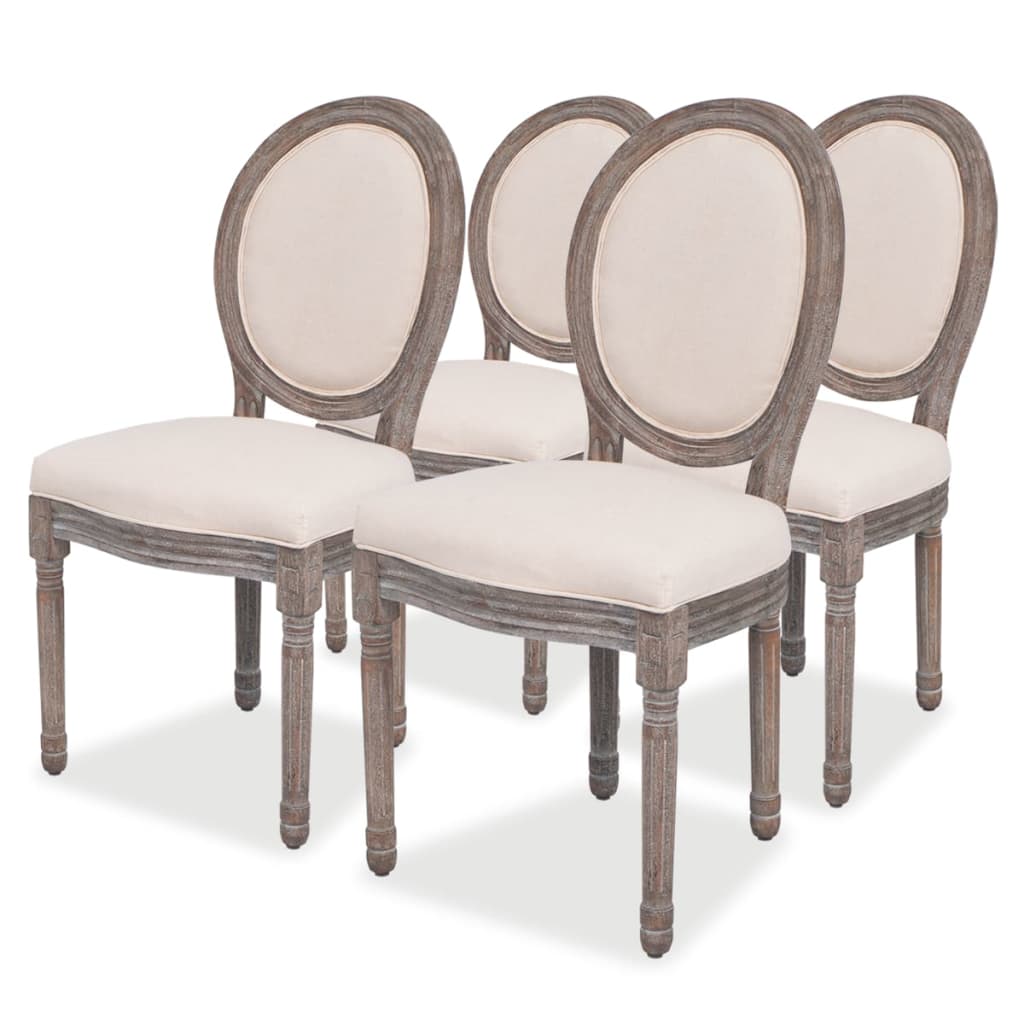 Chaises à manger lot de 4 crème tissu - XIOS