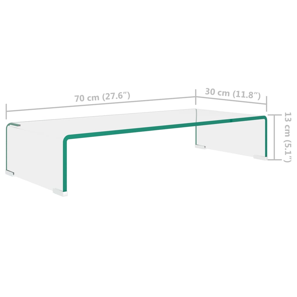 Meuble TV/pour moniteur 70x30x13 cm verre transparent - XIOS