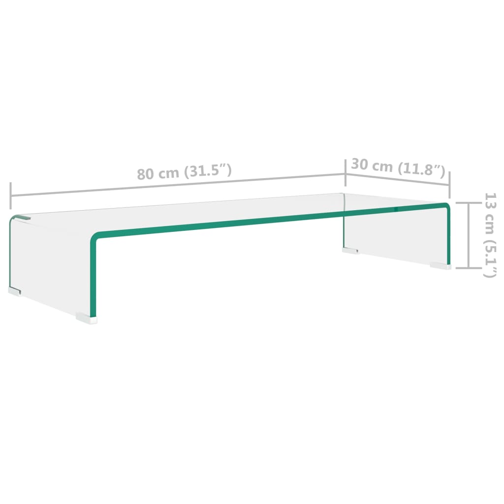 Meuble TV/pour moniteur 80x30x13 cm verre transparent - XIOS