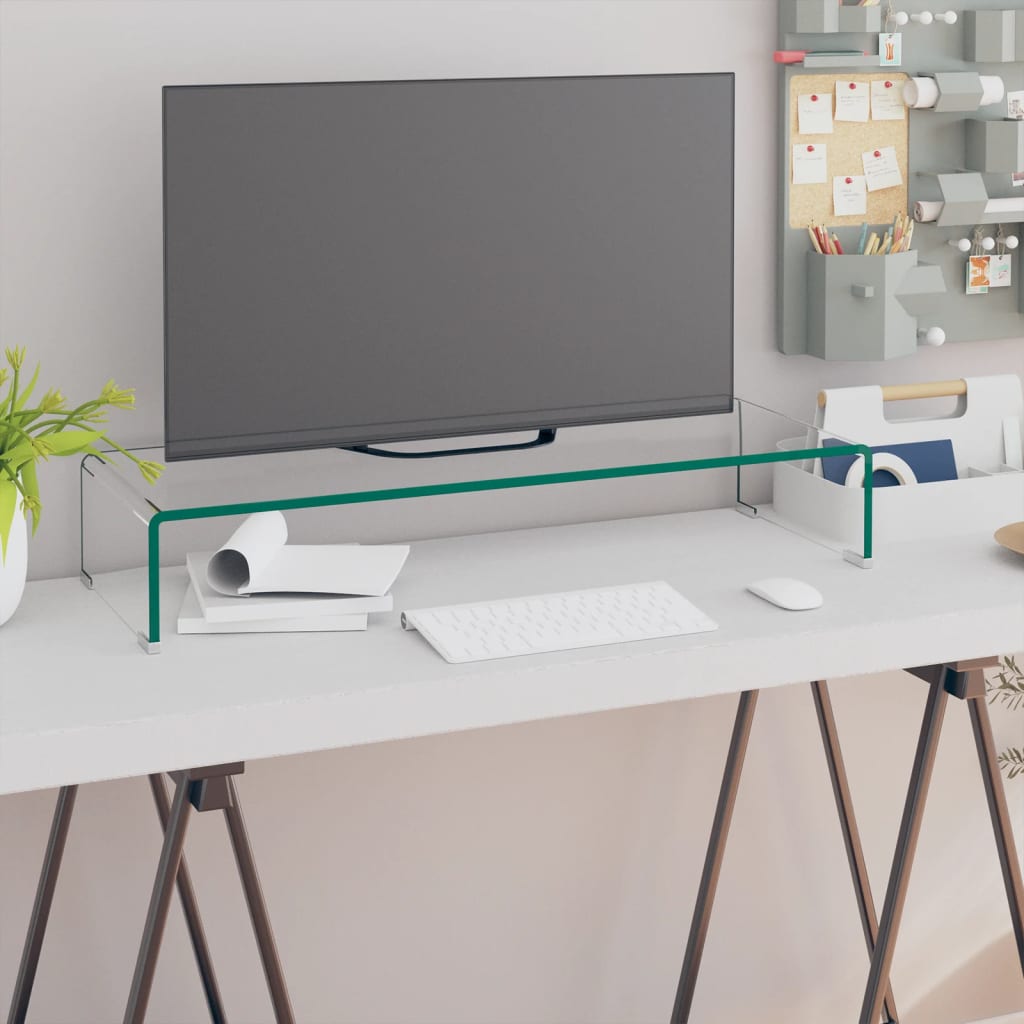 Meuble TV/pour moniteur 80x30x13 cm verre transparent - XIOS