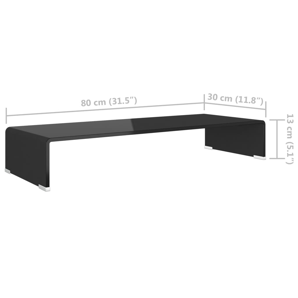 Meuble TV/support pour moniteur 80x30x13 cm verre noir - XIOS