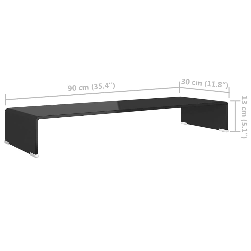 Meuble TV/support pour moniteur 90x30x13 cm verre noir - XIOS