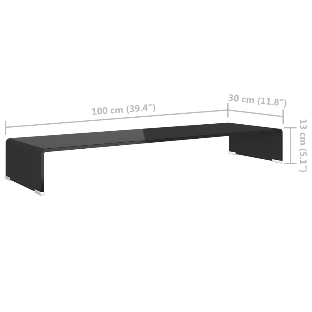Meuble TV/support pour moniteur 100x30x13 cm verre noir - XIOS