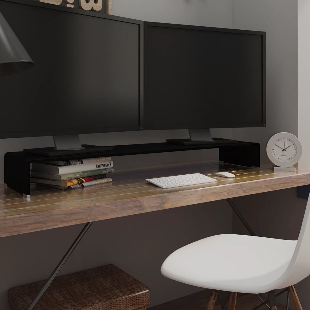 Meuble TV/support pour moniteur 120x30x13 cm verre noir - XIOS