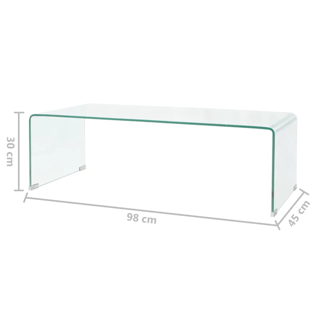 Table basse 98x45x30 cm Verre trempé Transparent - XIOS