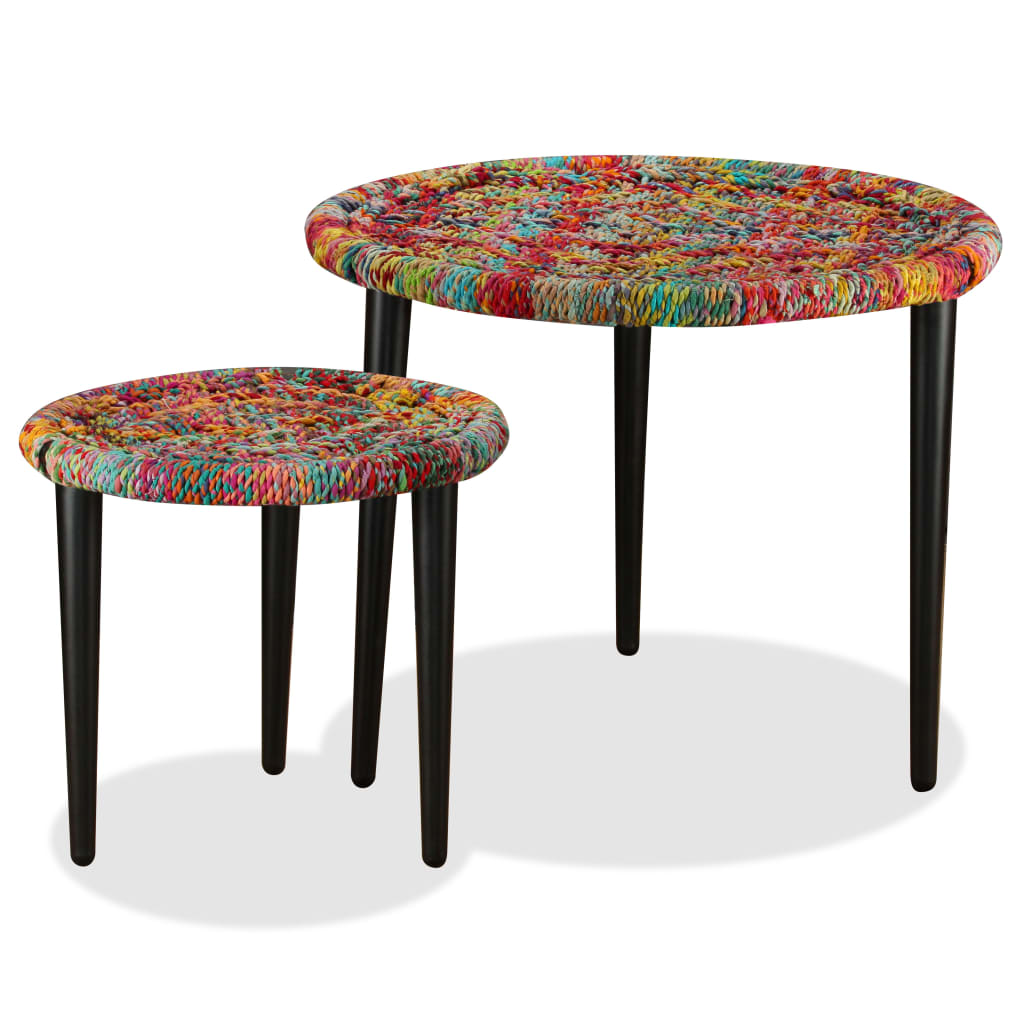 Table basse 2 pcs Détails tissés chindi Multicolore - XIOS