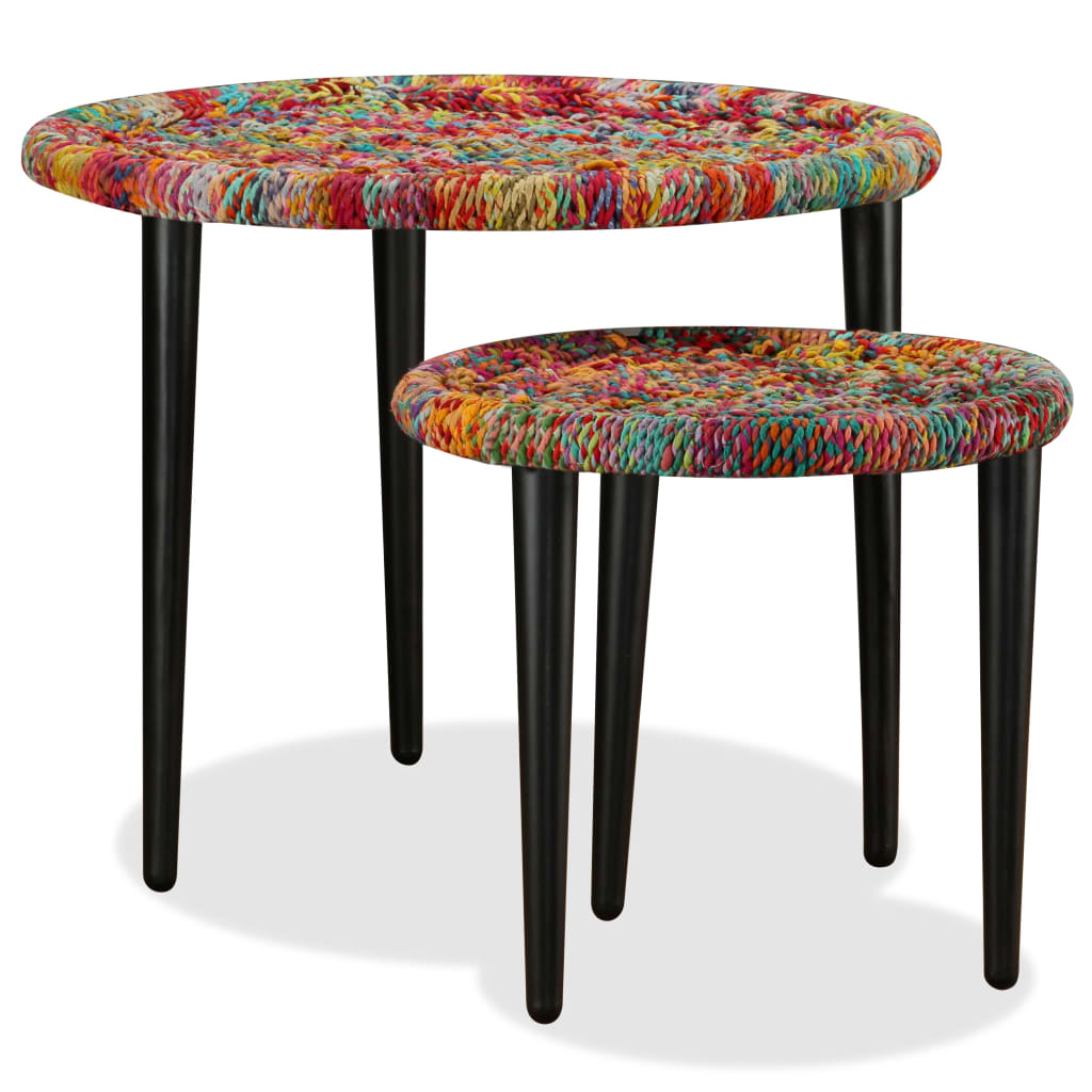 Table basse 2 pcs Détails tissés chindi Multicolore - XIOS