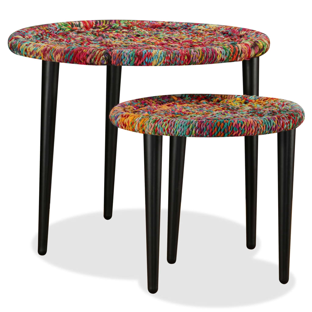 Table basse 2 pcs Détails tissés chindi Multicolore - XIOS