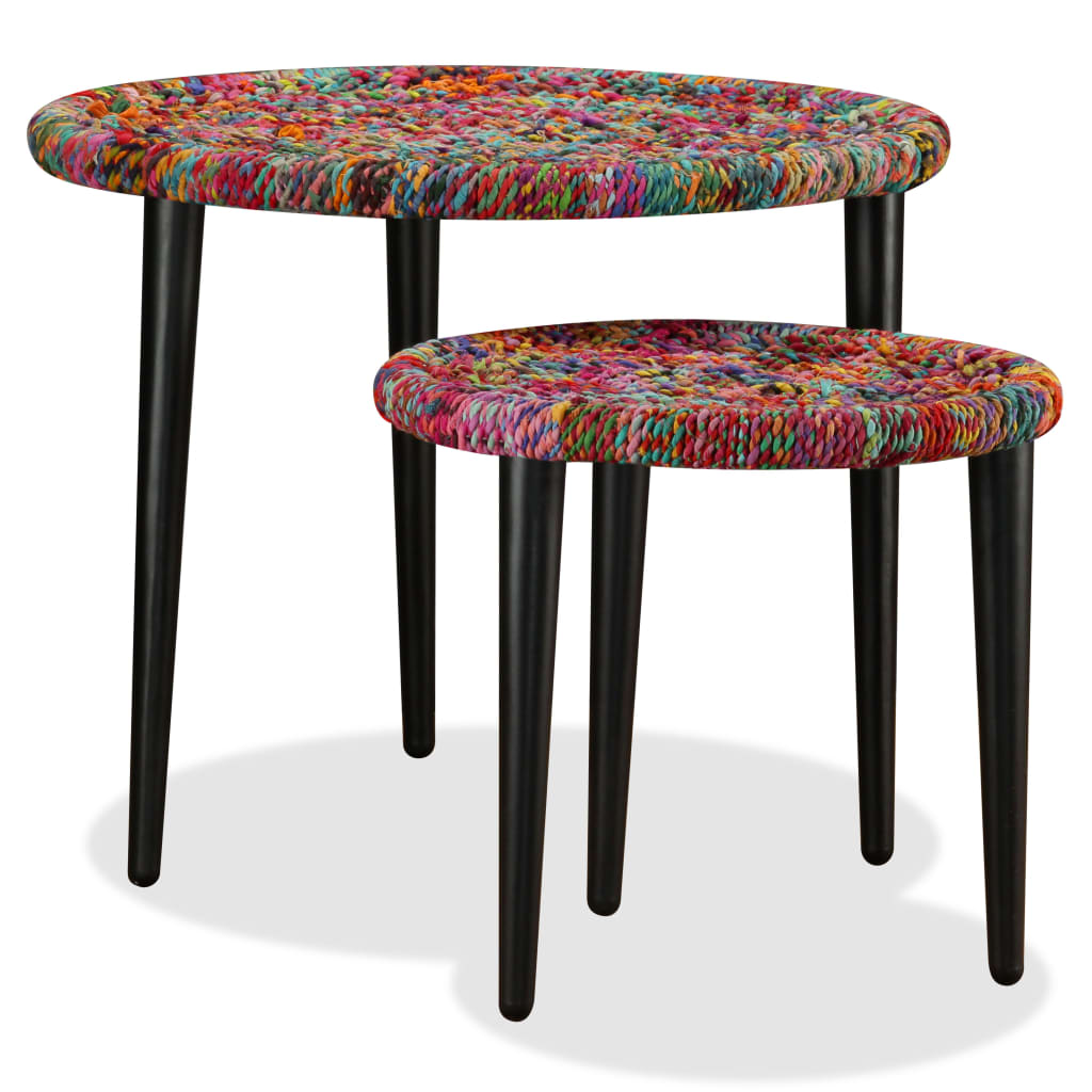 Table basse 2 pcs Détails tissés chindi Multicolore - XIOS