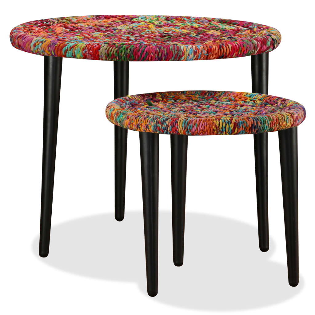 Table basse 2 pcs Détails tissés chindi Multicolore - XIOS