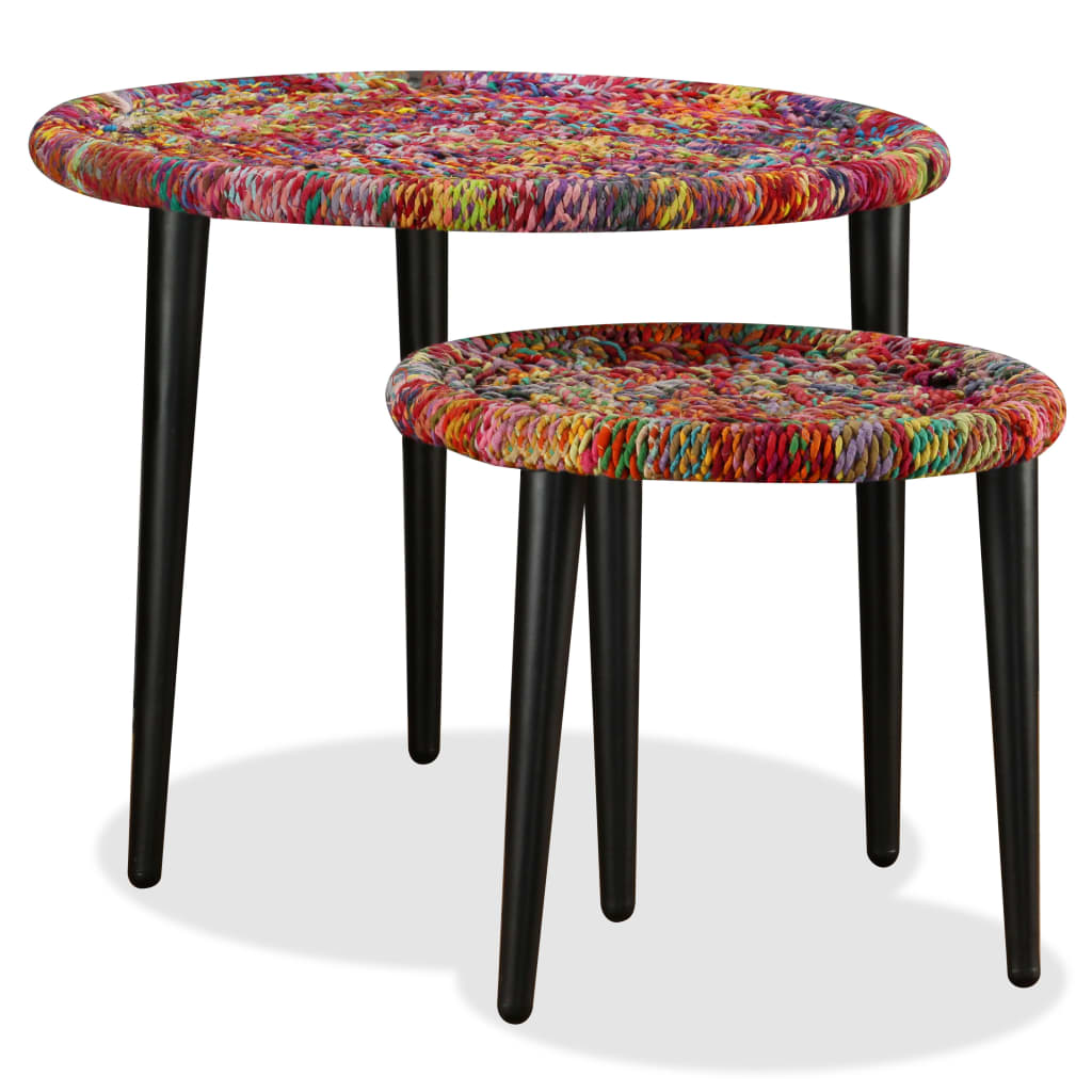 Table basse 2 pcs Détails tissés chindi Multicolore - XIOS