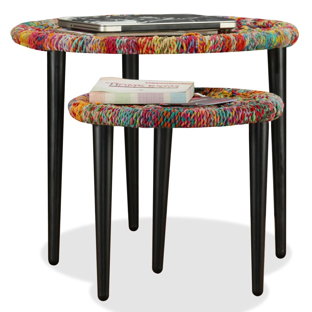Table basse 2 pcs Détails tissés chindi Multicolore - XIOS