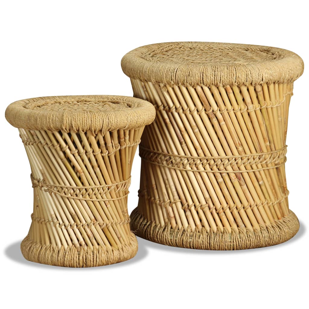 Tabourets lot de 2 Bambou et jute - XIOS
