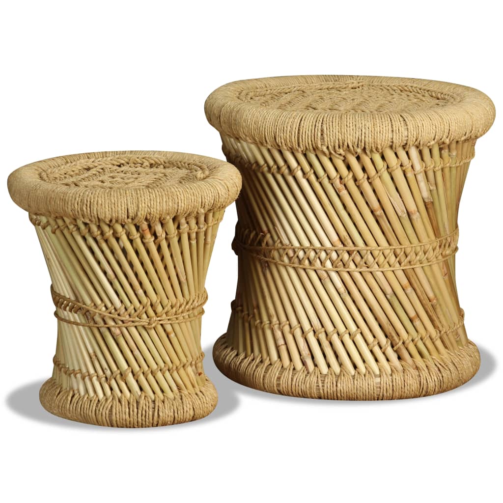 Tabourets lot de 2 Bambou et jute - XIOS