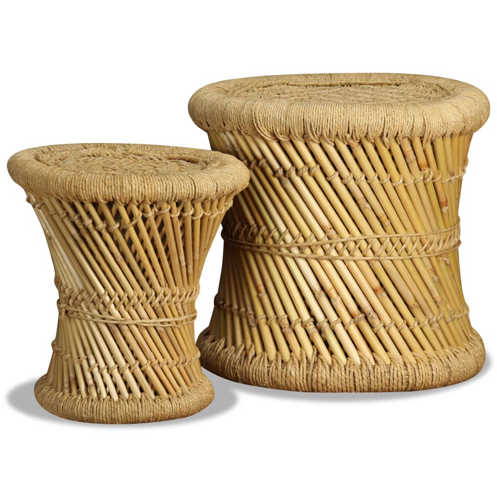 Tabourets lot de 2 Bambou et jute - XIOS
