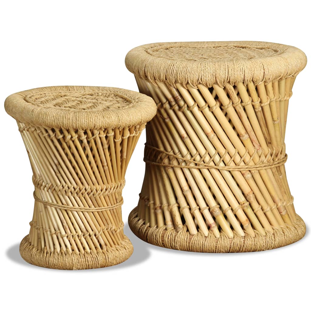 Tabourets lot de 2 Bambou et jute - XIOS