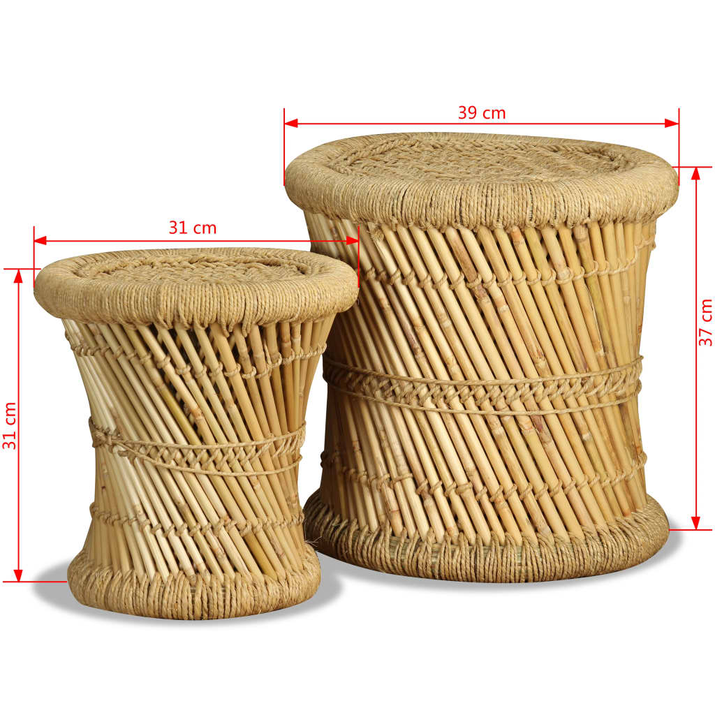 Tabourets lot de 2 Bambou et jute - XIOS