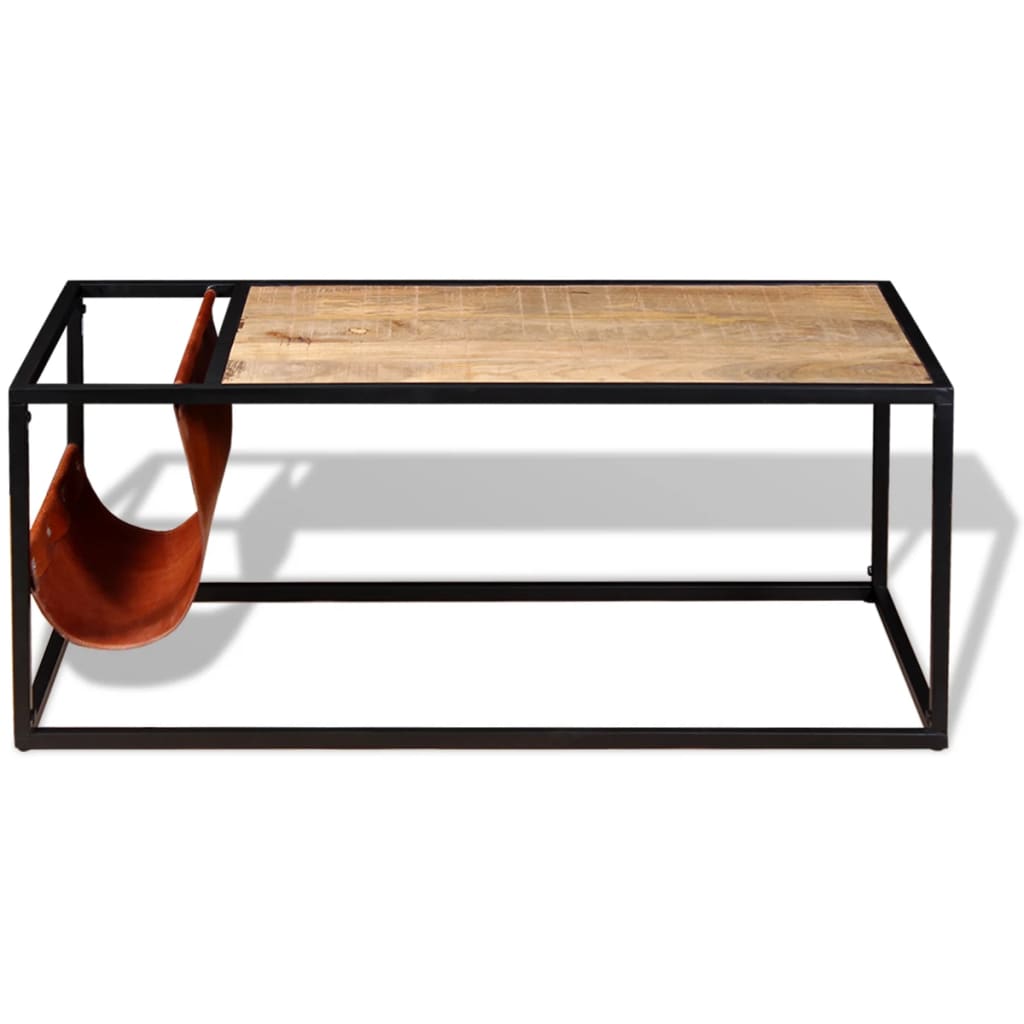 Table basse avec porte-revues Cuir véritable 110x50x45 cm - XIOS
