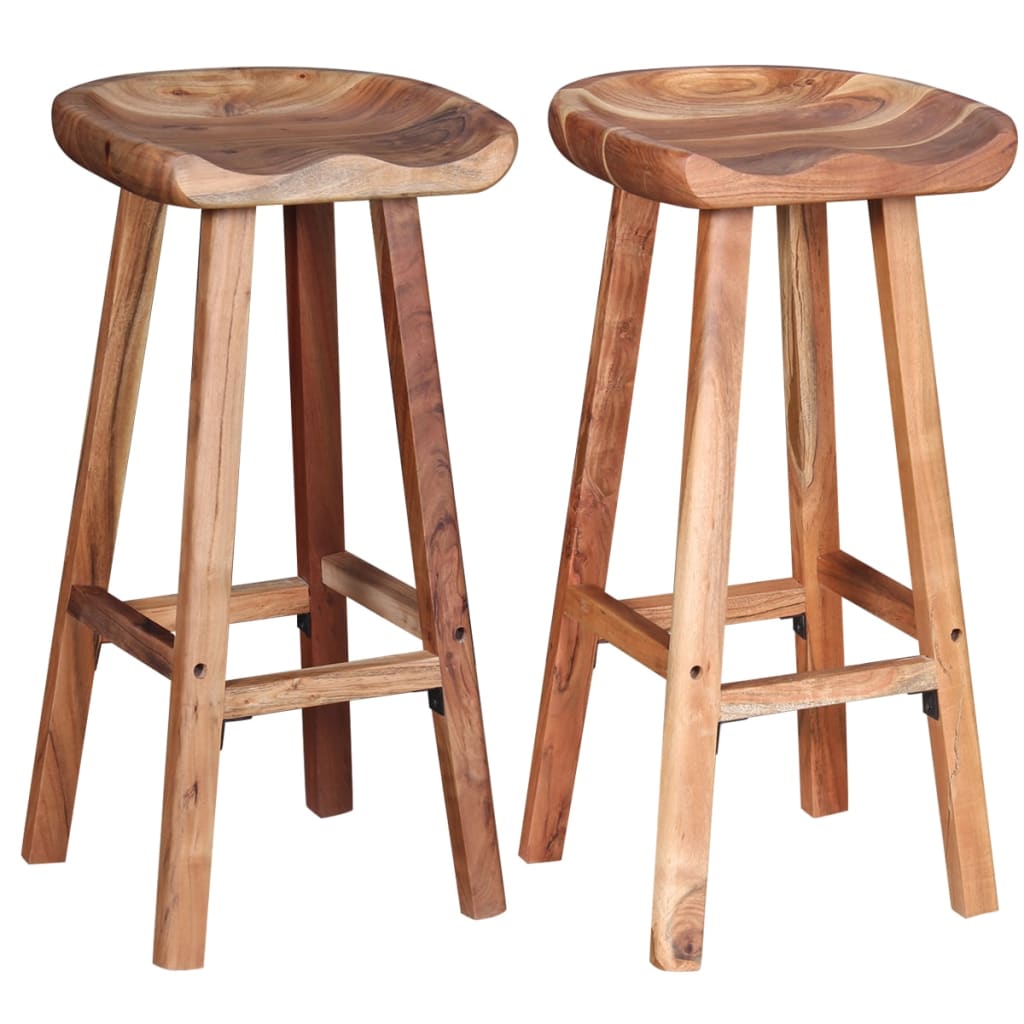 Tabourets de bar lot de 2 bois d'acacia massif - XIOS