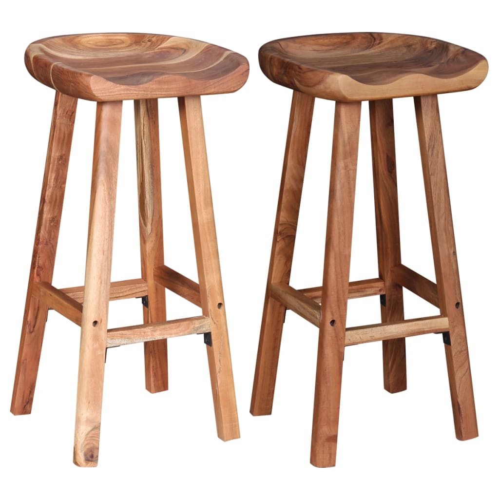 Tabourets de bar lot de 2 bois d'acacia massif - XIOS