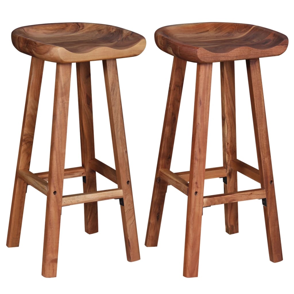 Tabourets de bar lot de 2 bois d'acacia massif - XIOS