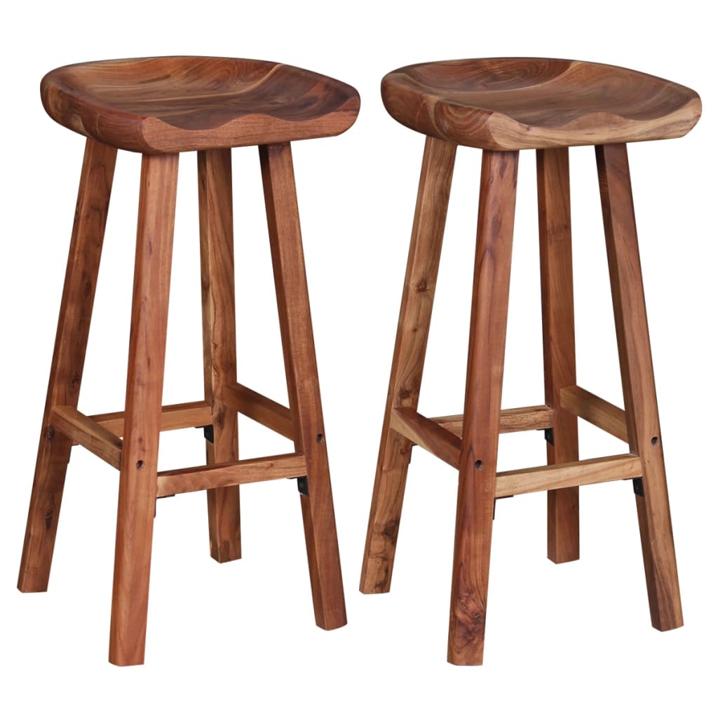 Tabourets de bar lot de 2 bois d'acacia massif - XIOS