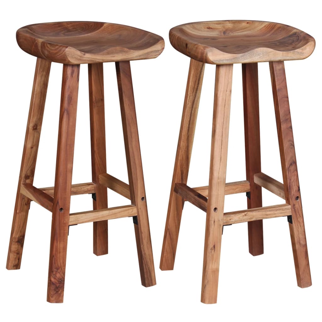 Tabourets de bar lot de 2 bois d'acacia massif - XIOS