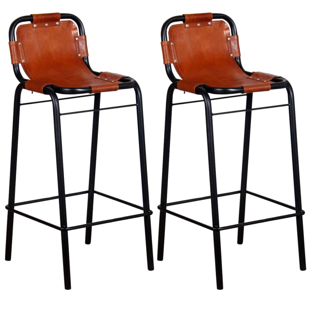 Tabourets de bar lot de 2 cuir véritable - XIOS