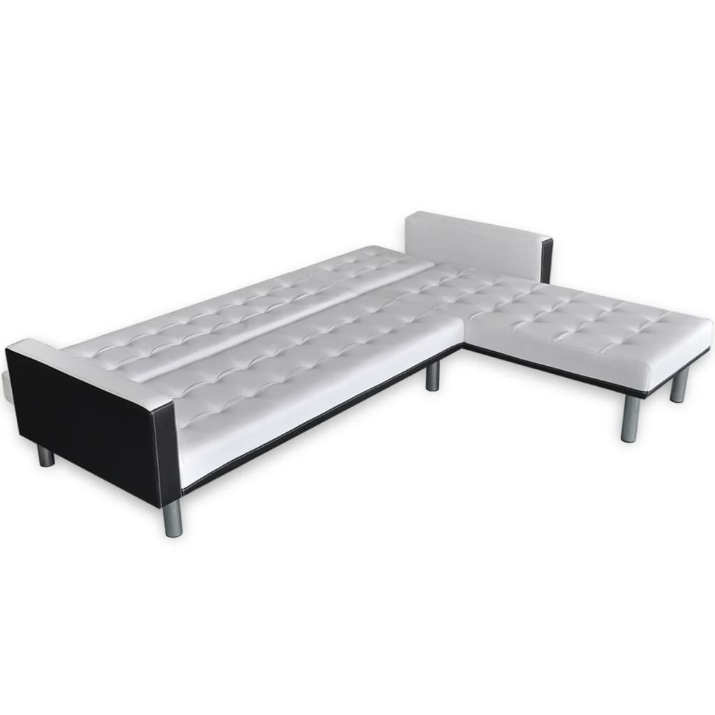 Canapé-lit en forme de L similicuir blanc - XIOS