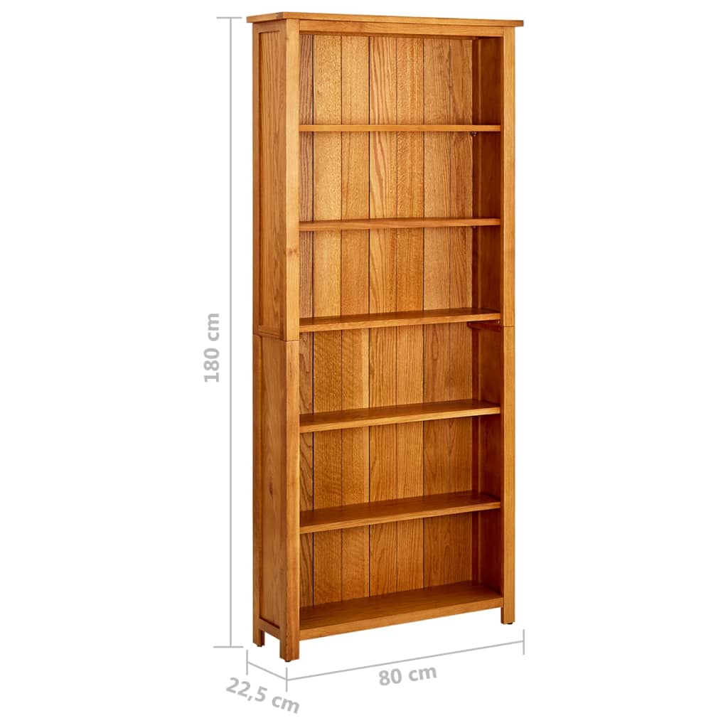 Bibliothèque à 6 étagères 80x22,5x180 cm Bois de chêne massif - XIOS