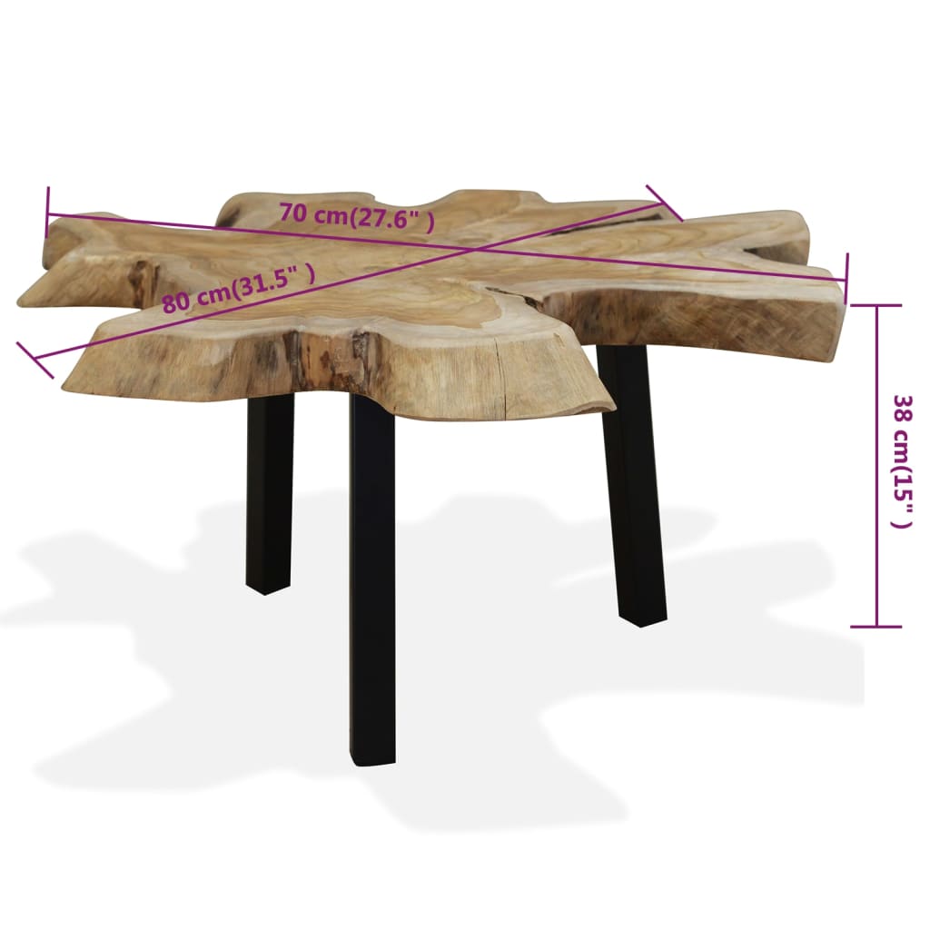 Table basse Teck authentique 80x70x38 cm - XIOS