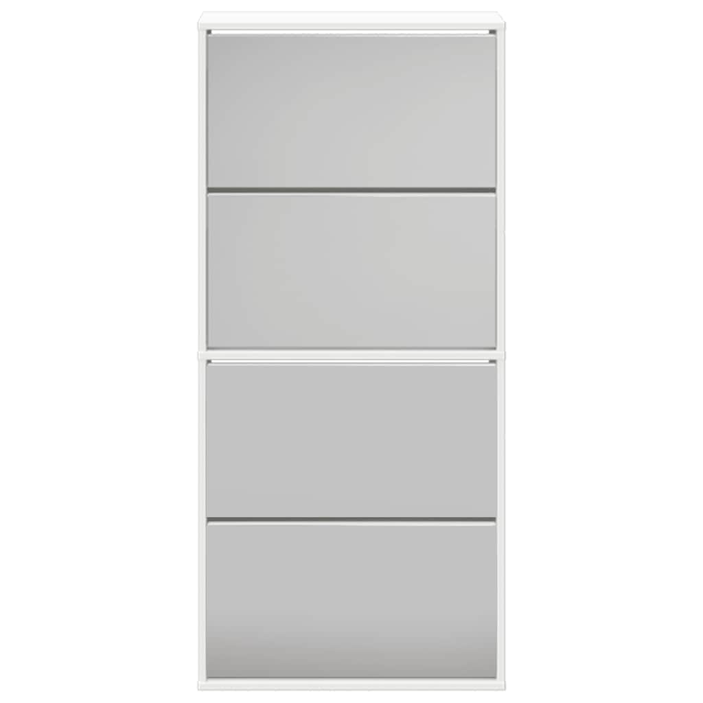 Meuble à chaussures 4 étagères et miroir 63x17x134 cm Blanc - XIOS
